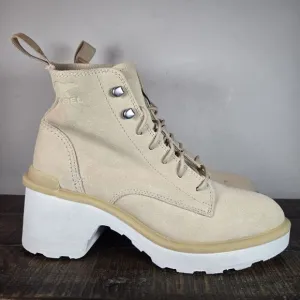 Sorel Hi Line Heeled Womens Size 7.5 Lace Up Boots Waterproof Cream White