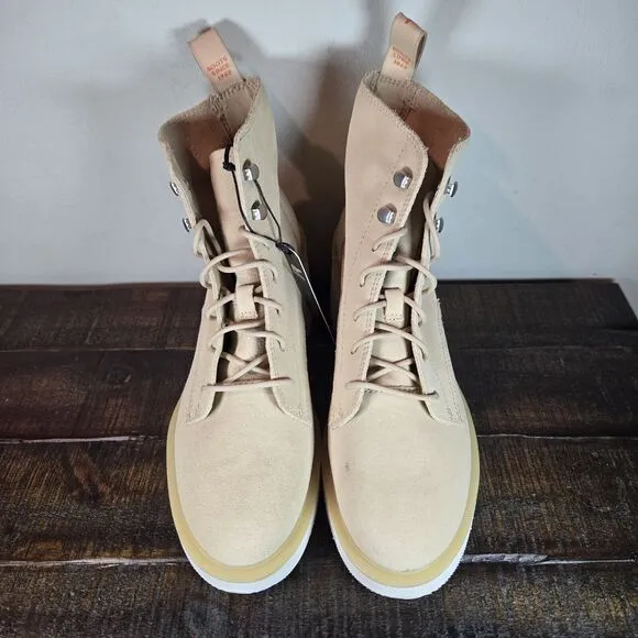 Sorel Hi Line Heeled Womens Size 7.5 Lace Up Boots Waterproof Cream White