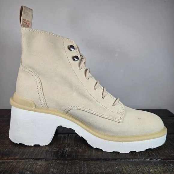 Sorel Hi Line Heeled Womens Size 7.5 Lace Up Boots Waterproof Cream White