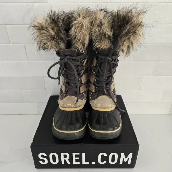 Sorel Joan Of Arctic Brown Tan Waterproof Winter Insulated Snow Boots Size 7