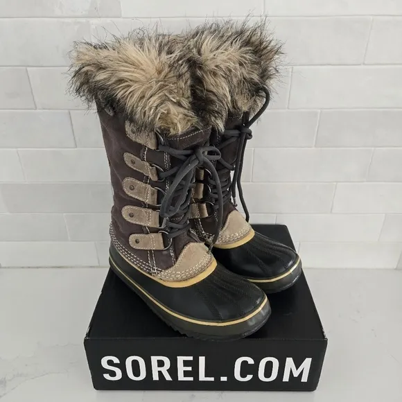 Sorel Joan Of Arctic Brown Tan Waterproof Winter Insulated Snow Boots Size 7