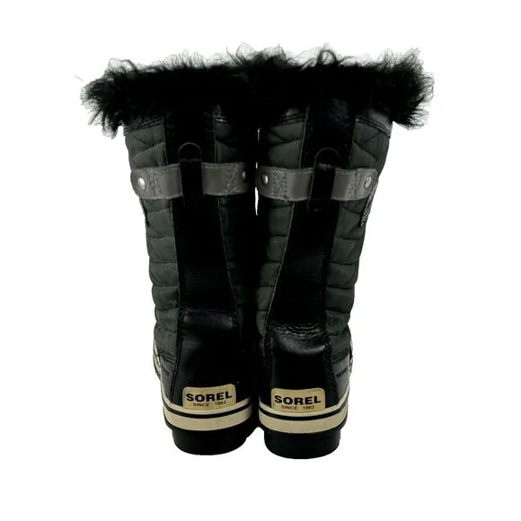 Sorel Joan Of Arctic Faux Fur Cuff Waterproof Winter Boots Black Women's Size 5
