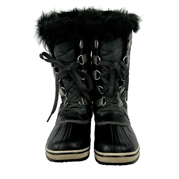 Sorel Joan Of Arctic Faux Fur Cuff Waterproof Winter Boots Black Women's Size 5