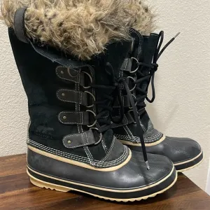 Sorel Joan Of Arctic Tall Boots Black waterproof Women's Size 9.5 winter