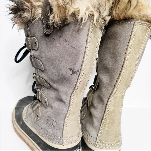 Sorel Joan of Arctic Winter Snow Boots Fur Trim Size 7 Women’s Tan Suede