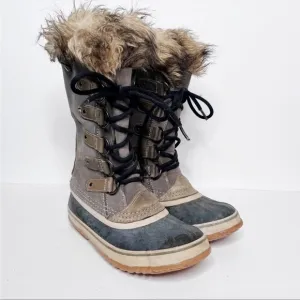 Sorel Joan of Arctic Winter Snow Boots Fur Trim Size 7 Women’s Tan Suede