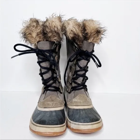 Sorel Joan of Arctic Winter Snow Boots Fur Trim Size 7 Women’s Tan Suede