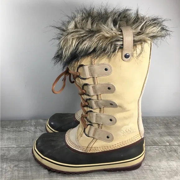 Sorel Joan of Arctic Womens Snow Waterproof Wheat Leather Boots NL1540 Size 9