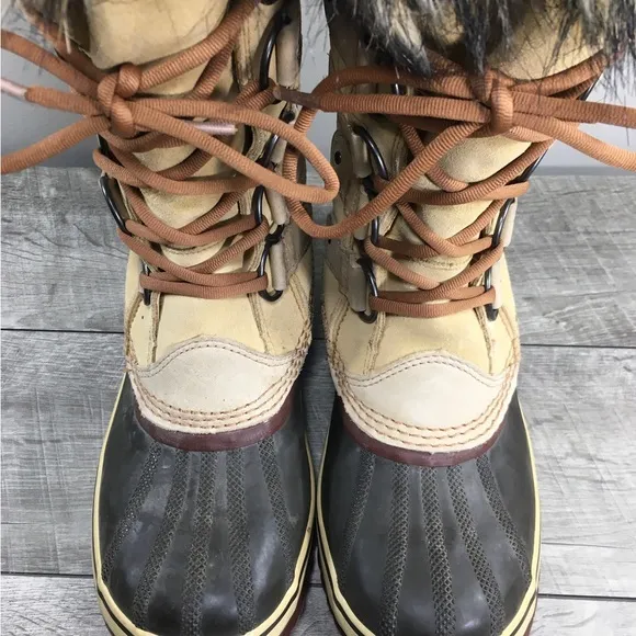 Sorel Joan of Arctic Womens Snow Waterproof Wheat Leather Boots NL1540 Size 9