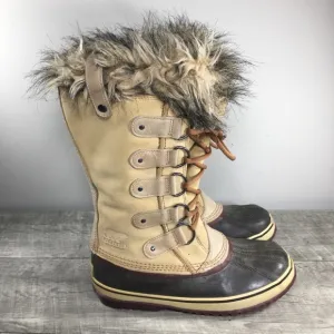 Sorel Joan of Arctic Womens Snow Waterproof Wheat Leather Boots NL1540 Size 9