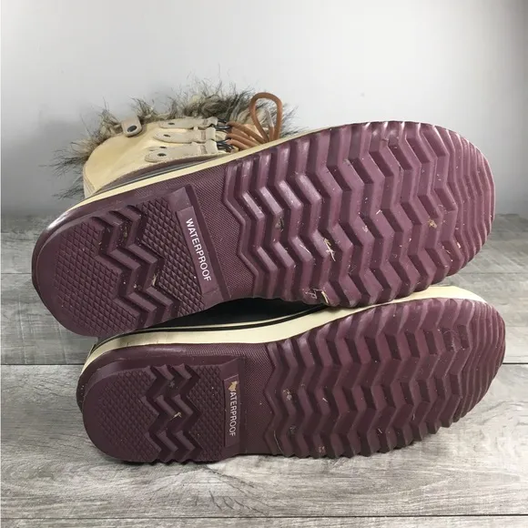 Sorel Joan of Arctic Womens Snow Waterproof Wheat Leather Boots NL1540 Size 9