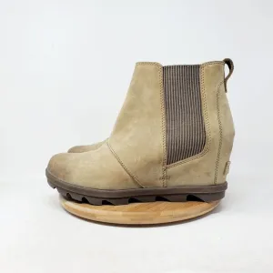 Sorel Joan of Arctic Wedge Chelsea Boots Womens 10.5 Tan Burnished Brown Winter