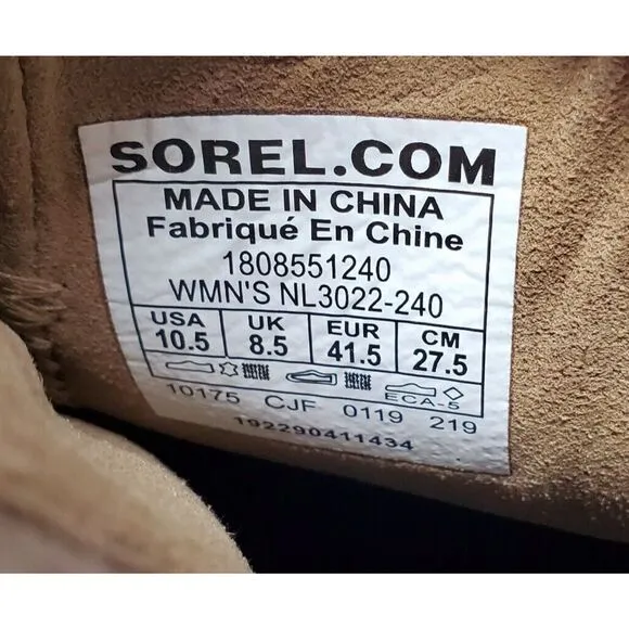 Sorel Joan of Arctic Wedge Chelsea Boots Womens 10.5 Tan Burnished Brown Winter