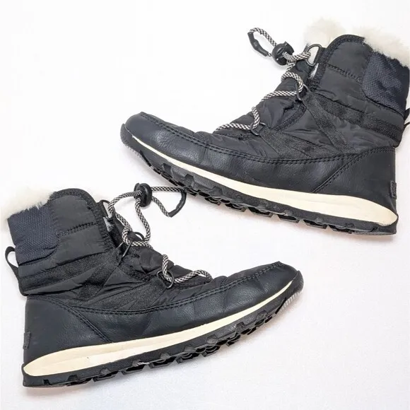 Sorel Kid's Whitney Waterproof Black Flurry Boots