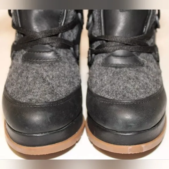 SOREL LEATHER WOOL HEELED MOTO COMBAT BOOTS 7.5