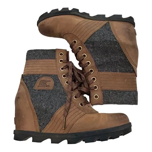 Sorel Lexie Wedge Boots Tobacco Brown Winter Waterproof Size 11