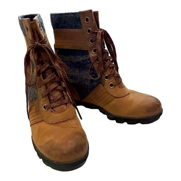 Sorel Lexie Wedge Boots Tobacco Brown Winter Waterproof Size 11