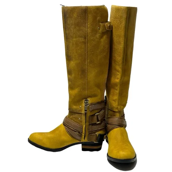 Sorel Lolla Tall Buckle Equestrian Elk Autumn Waterproof Leather Boots NWT