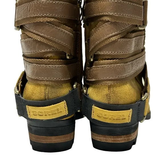Sorel Lolla Tall Buckle Equestrian Elk Autumn Waterproof Leather Boots NWT