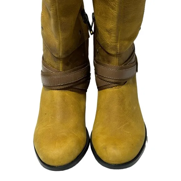 Sorel Lolla Tall Buckle Equestrian Elk Autumn Waterproof Leather Boots NWT