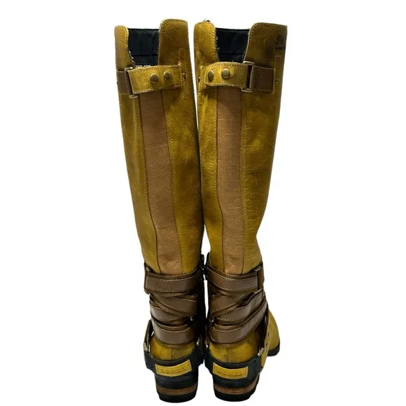 Sorel Lolla Tall Buckle Equestrian Elk Autumn Waterproof Leather Boots NWT
