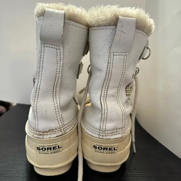Sorel Manitou Women’s White Wool Lined Leather Rubber Winter Boots