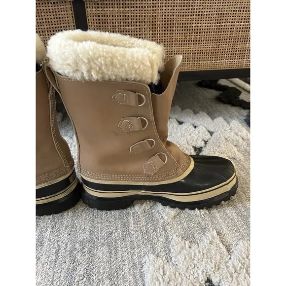 Sorel Men's Caribou‎ Boots Size 10 Made In Canada Kaufman Wool Liners Winter