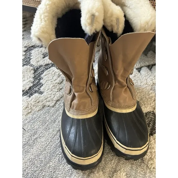 Sorel Men's Caribou‎ Boots Size 10 Made In Canada Kaufman Wool Liners Winter