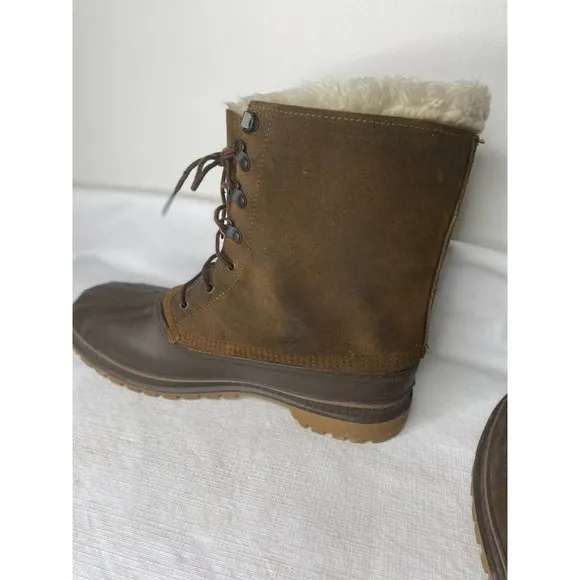 Sorel Men's Kaufman Crusader Boots Leather &amp; Rubber Winter Sz 12 Liner Brown