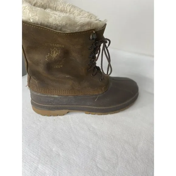 Sorel Men's Kaufman Crusader Boots Leather &amp; Rubber Winter Sz 12 Liner Brown
