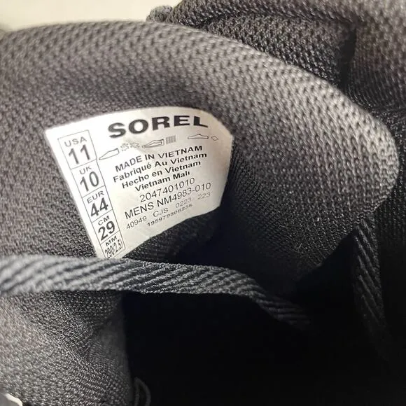 Sorel Men’s Size 11 Buxton Lite Lace Waterproof Boots Black Insulated