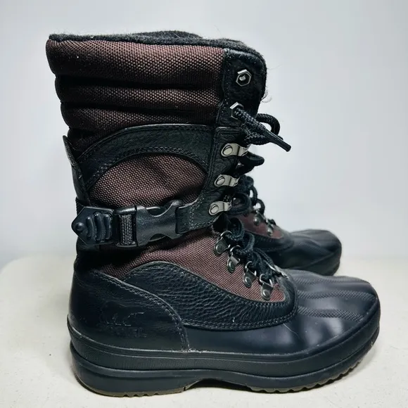 Sorel Mens size 8,5 Black/ brown winter  boots
