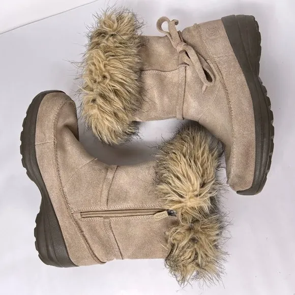 Sorel Northern Lite Tall Beige Suede Faux Fur Waterproof Winter Snow Boots 9 40