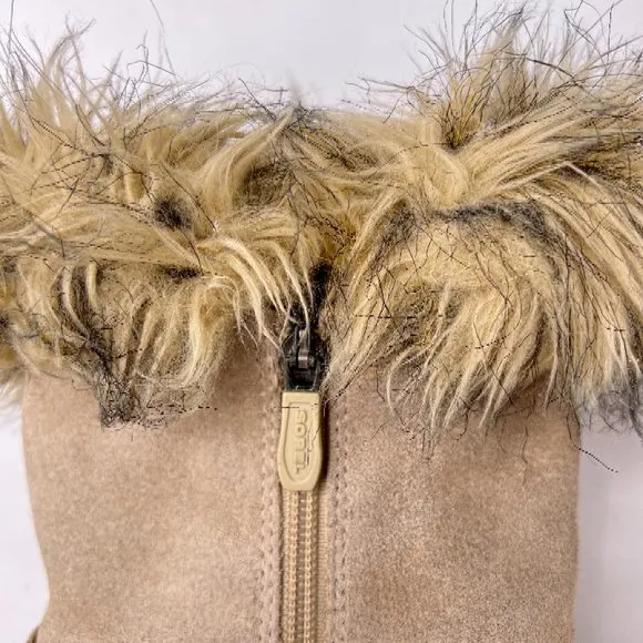 Sorel Northern Lite Tall Beige Suede Faux Fur Waterproof Winter Snow Boots 9 40