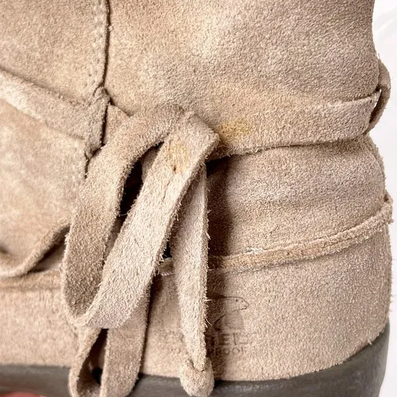 Sorel Northern Lite Tall Beige Suede Faux Fur Waterproof Winter Snow Boots 9 40