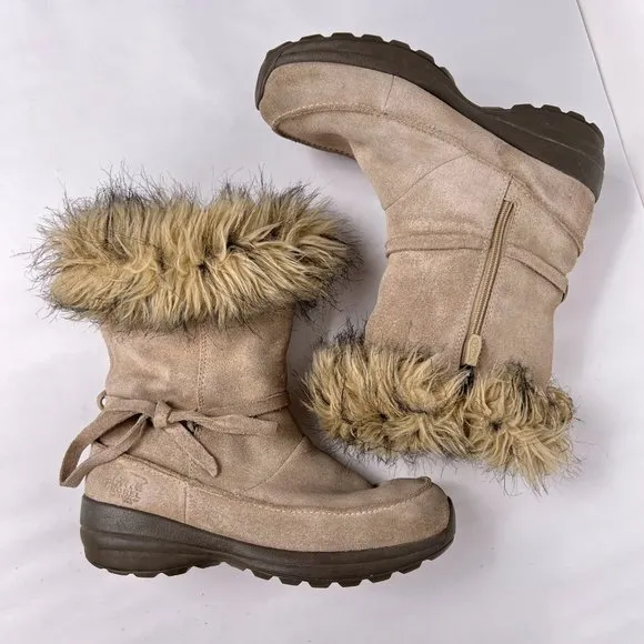 Sorel Northern Lite Tall Beige Suede Faux Fur Waterproof Winter Snow Boots 9 40
