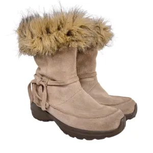 Sorel Northern Lite Tall Beige Suede Faux Fur Waterproof Winter Snow Boots 9 40