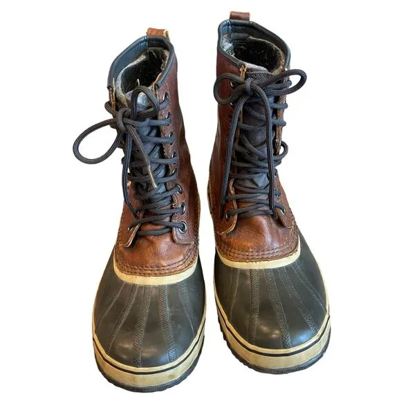 SOREL Premium Leather Winter Insulated Duck Boots Rubber Bottom Men’s Size 9