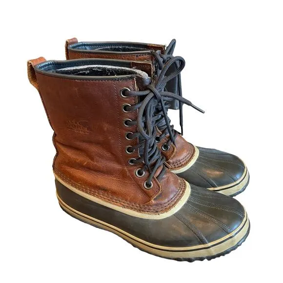 SOREL Premium Leather Winter Insulated Duck Boots Rubber Bottom Men’s Size 9