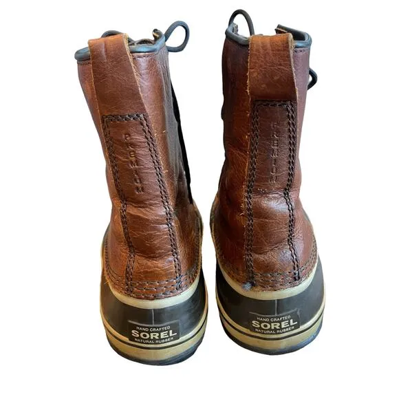 SOREL Premium Leather Winter Insulated Duck Boots Rubber Bottom Men’s Size 9