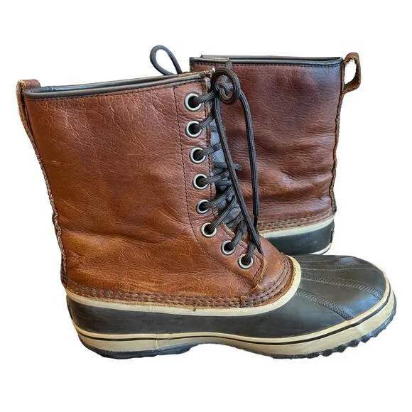 SOREL Premium Leather Winter Insulated Duck Boots Rubber Bottom Men’s Size 9