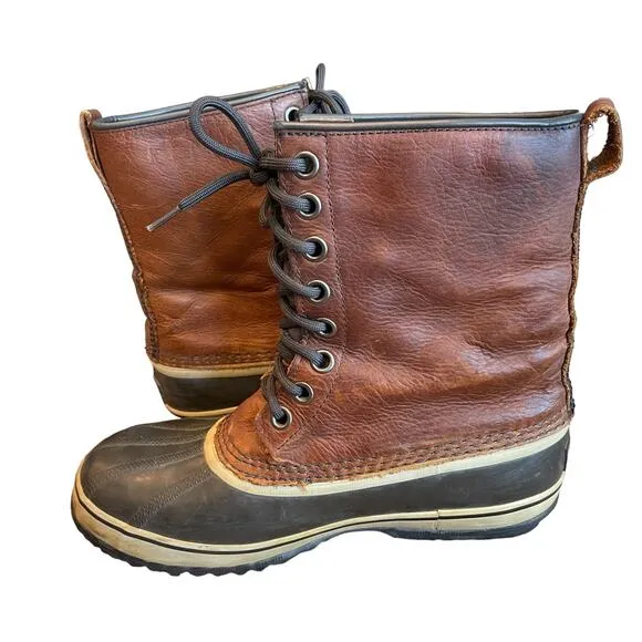 SOREL Premium Leather Winter Insulated Duck Boots Rubber Bottom Men’s Size 9