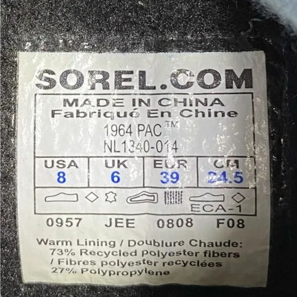 Sorel-Size 8 waterproof “Tivoli” houndstooth sherpa lined boots. 12” tall. GUC!