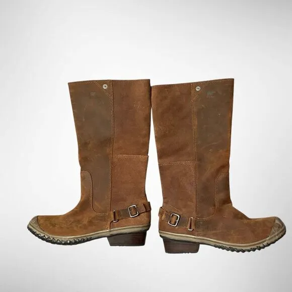 Sorel Slim Boots Womens 11 Winter Knee High Pull On NL2108260 BrownLeather Heels