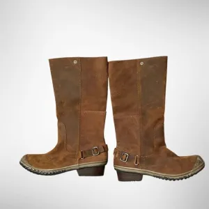 Sorel Slim Boots Womens 11 Winter Knee High Pull On NL2108260 BrownLeather Heels
