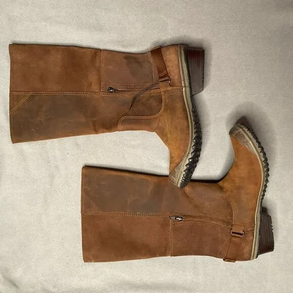 Sorel Slim Boots Womens 11 Winter Knee High Pull On NL2108260 BrownLeather Heels