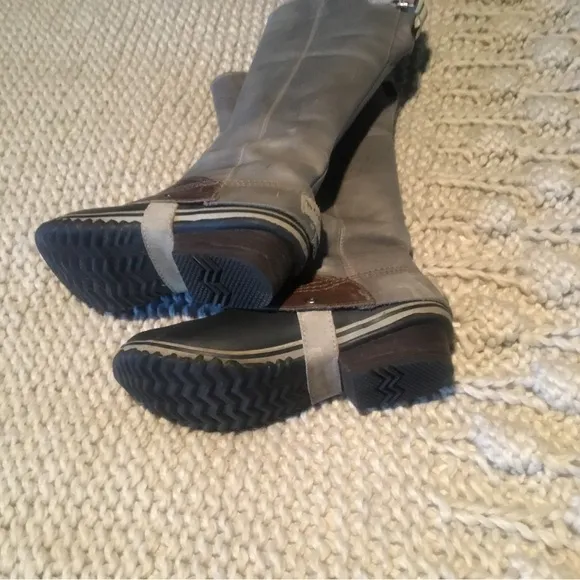 Sorel Slimpack Riding Gray Leather Boots