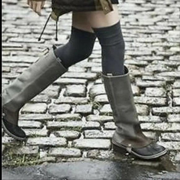 Sorel Slimpack Riding Gray Leather Boots