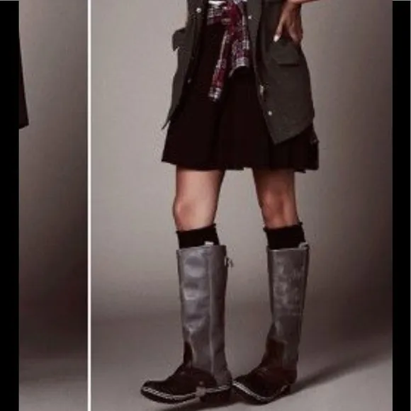 Sorel Slimpack Riding Gray Leather Boots