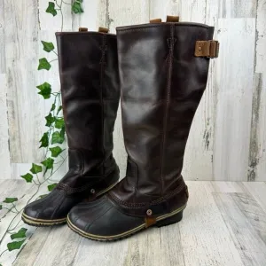 SOREL SLIMPACK TALL NUTMEG BROWN EQUESTRIAN Riding Rain Boots 8.5